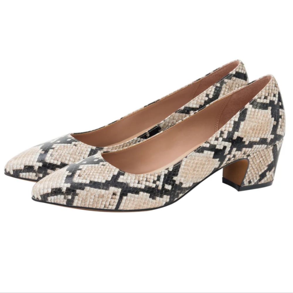 Linea Paolo BARDOT II | Low Cuban Heel Pumps Snake‎ Print Leather Size 9